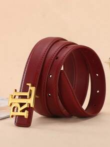 新款字母印花光滑扣环女士腰带，宽2.5厘米，独特、经典、时尚的皮革腰带。 - 彩色 - 查看 6