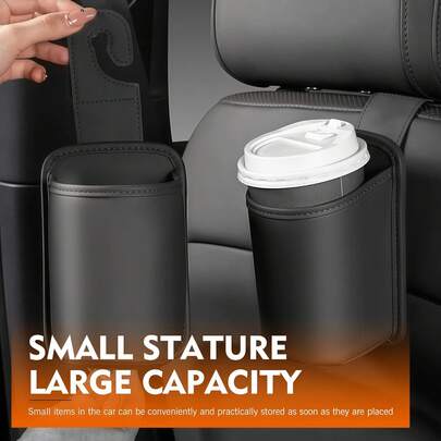 1pc Car Backseat Headrest Cup Holder, PU Leather High-End Car Storage Accessory, Multifunctional Spill-Proof Cup Holder With Hanging Bag Hook, Beverage Holder, Storage Box, Rear Seat Cup Holder, Car Interior Organizer, Suitable For All Vehicles (Sedan, SUV, Truck, Van) - Easy Installation Car Interior Organizer, Door Accessory, Stylish Bracket Design