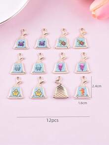 12件套时尚海洋生物吊坠饰品，包括海龟、鱼、海星、螃蟹、水母等，锌合金材质，可作耳环、项链等配饰。 - 淺藍色 - 查看 3