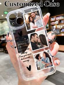 1个定制浪漫情侣照片、爱情短语文字个性化手机壳，适用于日常、婚礼、周年纪念、宠物、家庭照片，软TPU材质，保护性强。兼容 11、12、13、14、15、16 Pro Max、A14、A15、A16、A55、A54、A53、S24 Ultra、S23 Ultra、S25 Ultra，国际版，非国内版。 - 彩色 - 查看 3