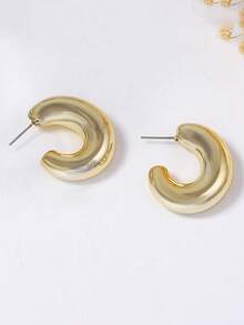 1 Pair Minimalist Chic Geometric C-Shaped Design CCB Earrings For Women - C shape - View 7