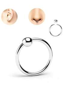 5 piezas Anillos de perforación de acero inoxidable 316L, versátiles para cartílago de la oreja, nariz, joyería de perforación corporal unisex - Multicolor - Ver 7