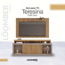 Set panel + mueble para TV Teresina 180cm Marron Claro Loomber - Marrón Mocha - Ver 4