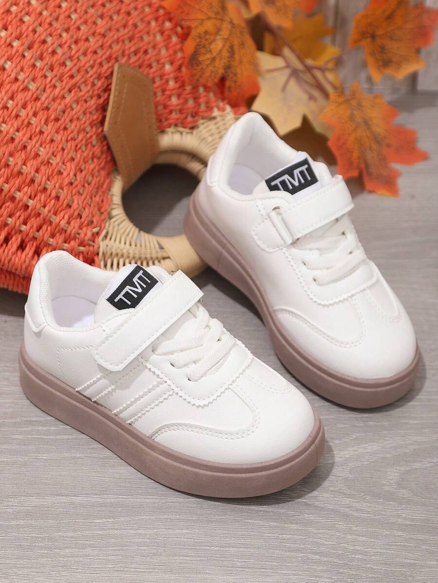 Unisex Kids' Shoes For Girls And Boys, 2026 Spring/Autumn New Style, Versatile White Sneakers In Medium To Large Sizes, Suitable For All Seasons - White - View 1