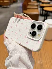 1个米色皮革纹理手机壳，饰有星星、蕾丝和蝴蝶结图案，TPU材质，适合作为节日礼物，兼容苹果iPhone Xs/Xs Max/Xr/11/12/13/14/15/16 Pro/Pro Max/14/15/16 Plus/17，男女通用 - 彩色 - 查看 3
