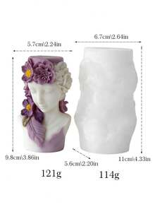 1 Silicone Mold For A Flower Side Face Art Relief Girl Candle, Featuring A Three-Dimensional Design Of The Girl's Side Face And Lily Flowers. The Texture Of The Hair And The Realistic Braided Veins Are Delicately Depicted. - Relief Portrait Candle Mold - View 11