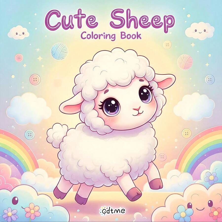 GDTME 1pc Cute Animal Coloring Book, Sheep, Cow, Fantasy, 24 Pages With Simple Lines For Easy Coloring, Comfortable And Bold, Relaxing, Suitable As Birthday Gift For Friends And Family, Personalized Gift, Fun Gift, Art Craft, Back To School Stationery, Size 7.9x7.9 Inches