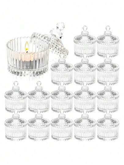 1 Set Of Glass Candle Holders, Glass Candle Holders With Lids, Suitable For Candles, Aromatherapy, Valentine's Day, Weddings, Birthdays, DIY Crafts, Jewelry Boxes, Desktops, Room Decorations, Home Decor, Storage Ornaments, Centerpieces For Dining Tables, Family Gatherings, And Themed Party Gifts.