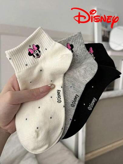  5/1 par de calcetines de mujer bordados, calcetines tobilleros, regalo, calcetines de verano, Minnie Mouse, Donald Duck, Daisy Duck, calcetines de dibujos animados bordados, calcetines de mujer cómodos y transpirables, calcetines novedosos, calcetines de Disney