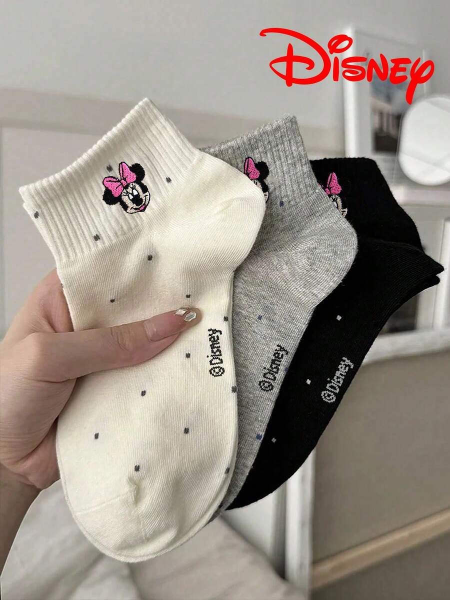 5/1 Đôi tất nữ thêu, tất cổ ngắn, quà tặng, tất mùa hè, tất hoạt hình thêu hình Minnie Mouse, Donald Duck, Daisy Duck, tất nữ thời trang thoáng khí thoải mái, tất độc đáo, tất Disney - Nhiều màu - Xem 1