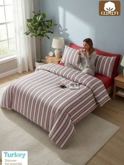 CAQQA 3 Pieces Turkish Cotton Woven Duvet Cover Set | Duvet Cover And Pillowcase, Modern Bedding For Bedroom, 135*200 Cm, 150*200 Cm, 200*200 Cm, 200*220 Cm, 220*240 Cm