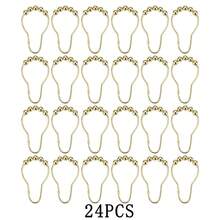 12PCS/24PCS Smooth Gliding Shower Curtain Rings, Rust Resistant Metal Roller Hooks, Friction Free Polished Finish For Modern Bathroom Decor, No Snagging Shower Rod Hangers, Silver/Golden - Multicolor - View 11