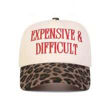 1pc Women's "Expensive & Difficult" Embroidered Letter Trucker Hat, Casual Baseball Cap, Suitable For Spring, Autumn, Street, Travel, Beach Vacation - Pink - View 3