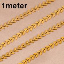 1m Fashionable Stainless Steel Chain With Gold Leaf Pattern, Suitable For DIY Necklace, Bracelet, Anklet Jewelry Making - Stainless Steel Chain - View 8