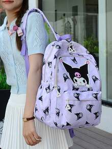 SANRIO 多隔层轻便帆布背包，可爱卡通印花时尚包，3D装饰，适合学生、旅行、日常通勤，是送给年轻女性和青少年的圣诞礼物。 - 彩色 - 查看 8