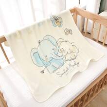 1件卡通印花可爱婴儿毯，可作襁褓毯、午睡毯，柔软保暖毛绒毯 - 彩色 - 查看 7