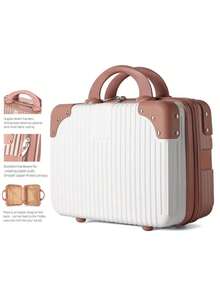 Túi đựng mỹ phẩm đa năng, thời trang, đơn giản và tiện dụng, kích thước 12 inch, túi xách nhỏ dành cho nữ, thích hợp cho du lịch và cắm trại, unisex, dung tích lớn với khóa số, túi đựng đồ du lịch, túi đựng đồ vệ sinh cá nhân cao cấp - Quà tặng ngày Valentine cho bạn gái. - Trắng + Vàng - Xem 3