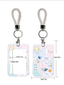 1个可爱多巴胺彩色拼布图案挂绳证件套，适合医生、护士、学生、教师使用，可作为礼物或日常用品。 - 彩色 - 查看 5