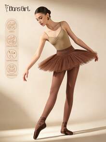 DonsGirl 2 Pairs Of 70D Tan Shiny Elastic Pantyhose | Scratch-Resistant Glossy Tights For Ballet Jazz Pole Dance & Daily Wear - Bronze - View 5