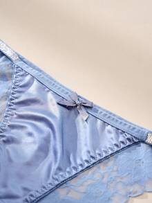 5条/套 女士性感优雅蕾丝内裤，花卉蕾丝拼接比基尼三角裤，可爱蝴蝶结腰部亮片设计黑色内裤，黑色浪漫日常女士比基尼三角裤 - 彩色 - 查看 4