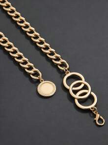 1pc Vintage Style Elegant 3-Circle Linked Waist Chain Accessories, Decor For Dress, Daily Wear And Party Occasions Halloween Fall, Autumn, Halloween - Vàng - Xem 7