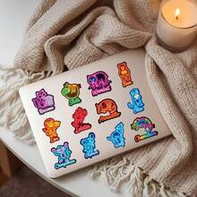 50Pcs Neon Animal Alphabet Stickers - Neon Decals With Animal Names, Educational Waterproof Stickers For Teens' Laptop, Water Bottle & School Supplies - Multicolor - View 10