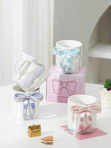 1pc Dreamy Pearl Butterfly Ceramic Mug, Cute Style Coffee Cup, High-Quality Afternoon Tea Gift, Milk Tea Cup, Water Cup, Breakfast Cup, Back To School Ceramic Cup, Reusable, Gift Set, Suitable For Adults, Christmas, Valentine's Day - Multicolor - View 3