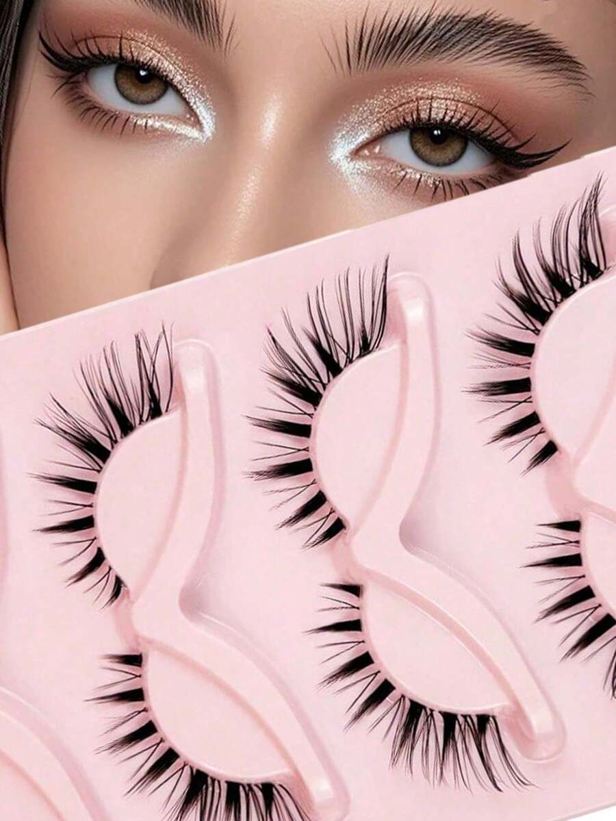 5 Packs Transparent Stem Eyelashes, Natural Cosplay, Demon Manga Eyelashes, One-Piece Fake Eyelashes - Black - View 1