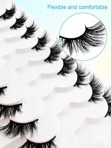 9 Pairs Half Eyelashes 16mm Fluffy Cat Eye Look Tail Elongated Lashes False Lashes Soft And Comfortable Faux Mink Strip False Eyelashes - Black - View 7
