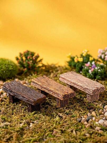POKOJA LAND 1件迷你树脂长凳/凳子/椅子模型工艺品/仙境花园装饰套装配件/微景观/DIY装饰道具/礼品