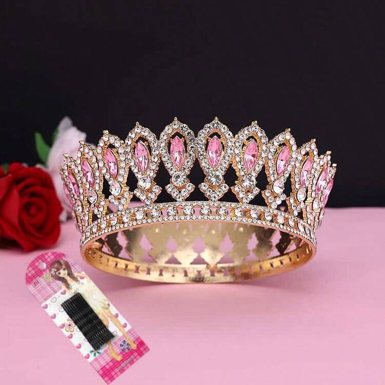 Women's Crystal Crown Headpiece - Bridal, Bride And Bridesmaid Crown Hair Accessory, Valentine's Day Accessory (Includes Crown Fixator) - Multicolor - View 9