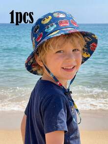 儿童新款汽车印花遮阳帽，可调节抽绳，适合3-8岁男孩，春夏休闲防晒帽 - 1PC - 查看 5