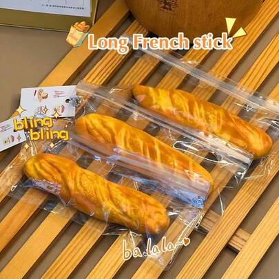Realistic Long Baguette Silicone Squishy Toy, Super Soft & Cute, Stress Relief, Emotion Calming, Gift For Holidays, Birthdays, Perfect Present
