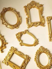 1pc Vintage Resin 3D Floral Pattern Gold Color Prop Photo Frame, Decor Accessory For Photography, Miniature House Decoration, Holiday Atmosphere 1J4P - Gold - View 8
