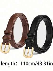 1条女士休闲商务时尚百搭腰带，适合日常搭配牛仔裤和休闲裤 - 彩色 - 查看 3