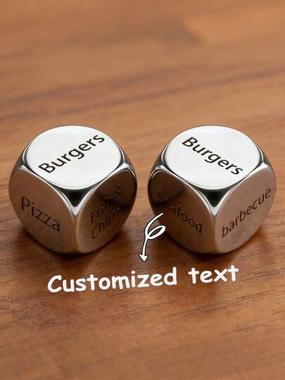1 PC Personalized Stainless Steel Dice -6 Fun Words Personalized Customization, Perfect For Couples And Friends Gathering, Game Nights Or Theme Parties, Solving The Difficulty Of Selection, Couple Gifts | Playful Design | Customized Laser Engraving