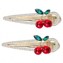 FRCOLOR 2 pinzas para el pelo de cereza dulce con diamantes de imitación pinzas para el pelo de cerezo horquillas accesorios para el cab para mujeres y niñas - Color Variado - Ver 8