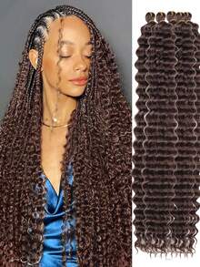 Peluca de ganchillo de onda profunda de 30 pulgadas, extensiones de cabello rizado sintético de ganchillo largas - Multicolor - Ver 51