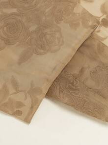 Amyenjoylife Modern Philippine Traditional Clothing, Butterfly Sleeve Philippine Traditional Clothing, Rose Print Chiffon Blouse, Philippine Style Blouse, Women's Shirt, Brown Top - Brown - View 7