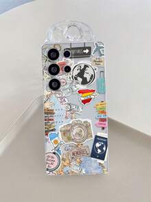 1件装时尚创意度假飞机地图相机地标图案透明软TPU手机壳，防摔防刮防指纹，保护摄像头镜头，兼容三星、Nothing、Pixel等品牌手机。 - 彩色 - 查看 4