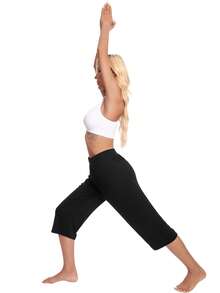 3 Pack Capri Pants For Women Loose Lounge Cropped Sweatpants Joggers Yoga Casual Workout Pants With Pockets - 黑色,深藍,紅色 - 查看 8