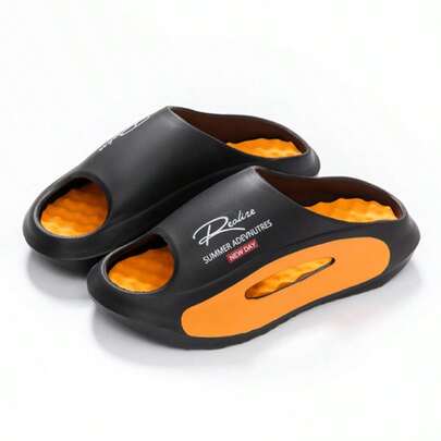 Men's Thick Sole Massage Slide Sandals, Comfortable Breathable Casual Outdoor Lightweight Elastic Slippers, Recommend Ordering One Size Up