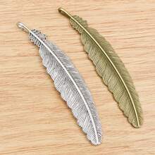 4pcs 105x21mm Alloy Metal Feather Charms Pendant Craft Bookmark DIY Jewelry Making Accessories Findings For Necklace Keychains - Feather - View 1