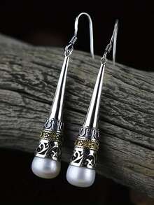 1 Pair Of Elegant Pendant Earrings, Adorned With Faux Pearl Decorations And Hollowed Out Patterns, Suitable For Fashionable Street Ladies To Wear As Daily Jewelry Gifts - Fashion - View 11