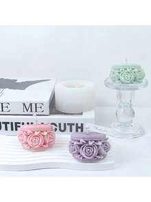 Rose Flower & Macaron Shaped DIY Handmade Fragrance Plaster Multifunctional Silicone Mold - White - View 3