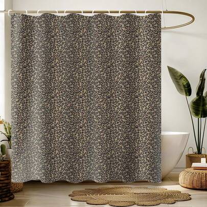 Leopard Print Shower Curtain Exotic Beige Bathroom Decor