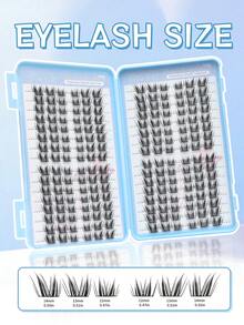 32排高容量D型卷翘192片猫耳式假睫毛，11mm/12mm/13mm/14mm四种尺寸可选，蓬松自然，适合动漫角色扮演，纤细锥形睫毛末端，轻盈浓密，适合居家聚会、情人节、旅行、摄影等场合。 - 黑色 - 查看 3