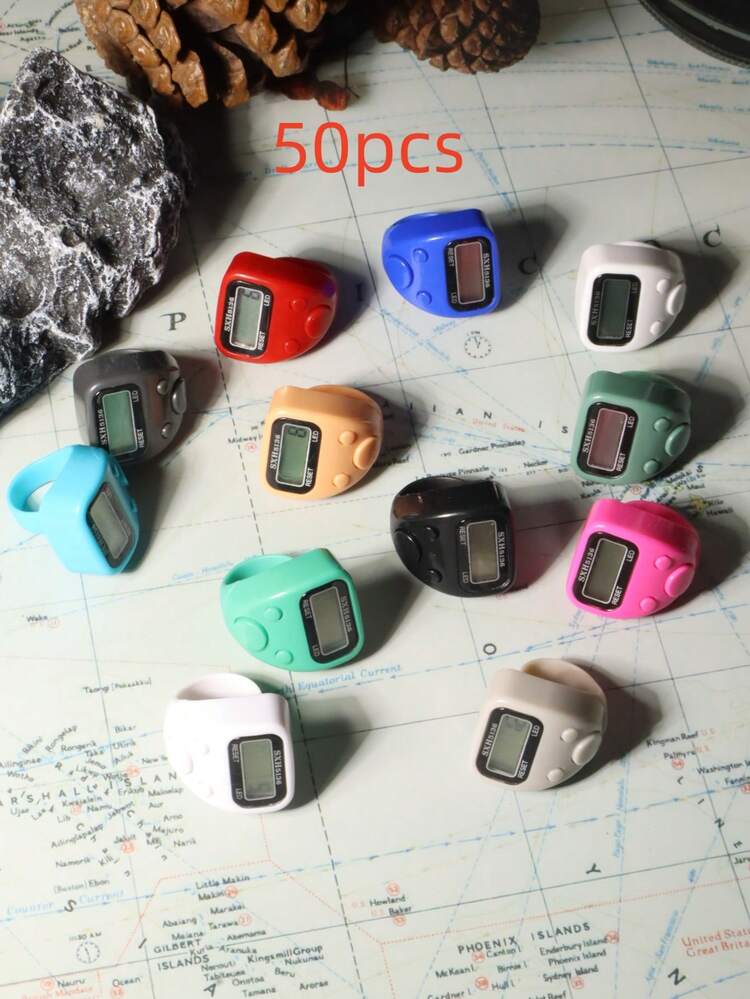 1pc Resettable LCD 5-Digit Electronic Finger Counter With Digital Display, Suitable For Sports, Training, Muslim Prayer Beads, And Tasbih Wristband Ring Counter - Multicolor - View 24