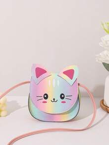 1个女童新款可爱迷你斜挎包，儿童可爱卡通猫咪休闲单肩包，女童小零钱包，旅行日常使用邮差包手提包 - 彩色 - 查看 7