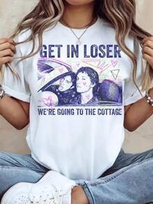 Get In Loser We're Going To The Cottage T-Shirt, Heated Rivalry Inspired Shirt, Im Coming To The Cottage Apparel1 - White - View 1